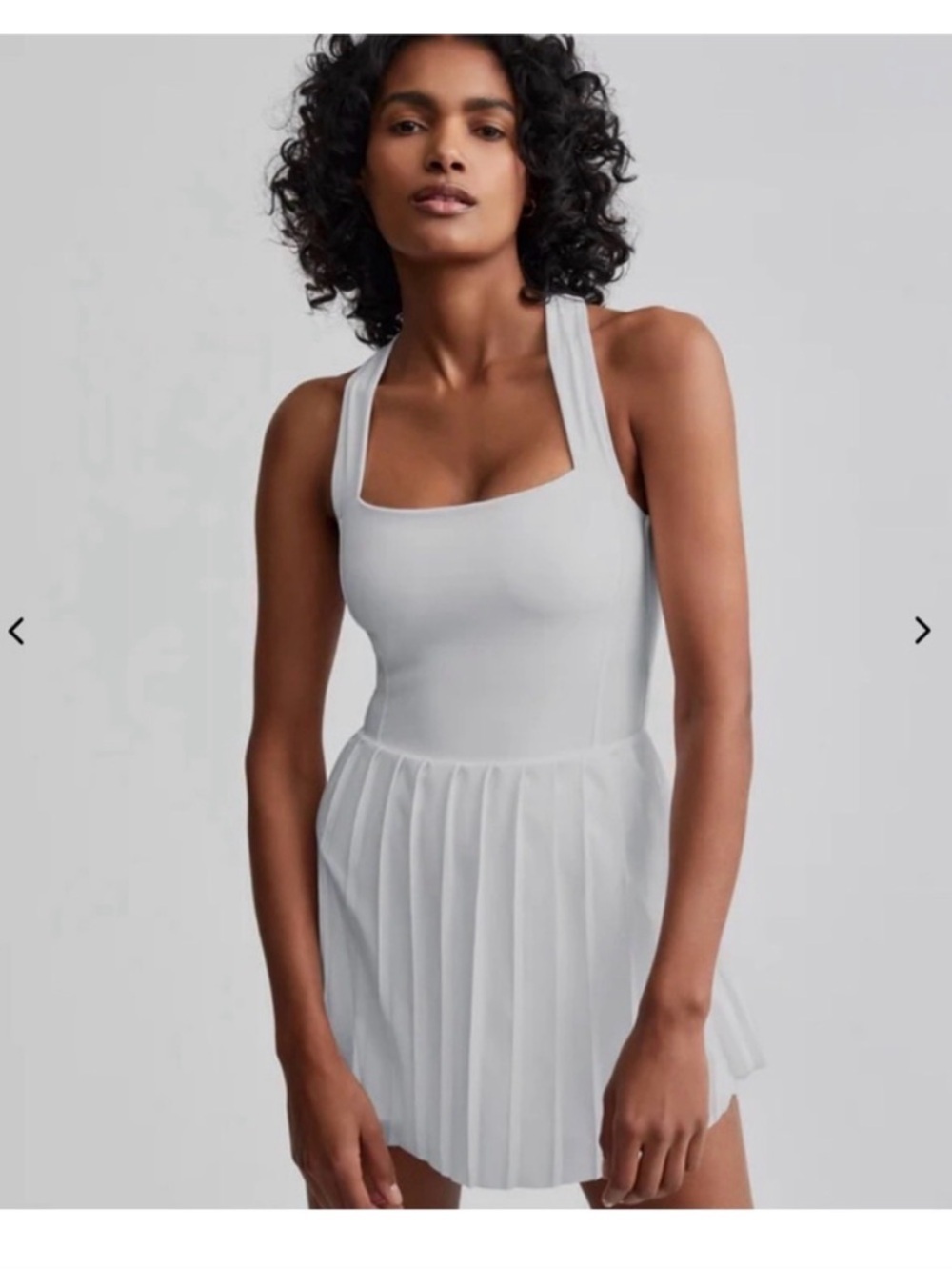 Varley Carina Court Dress Large Ivory Pleated Tennis Pickleball Golf